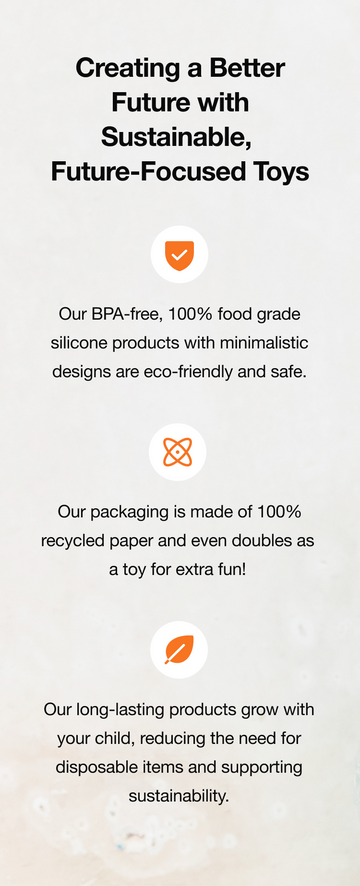 b is for ball™is made of 100% food grade silicone with minimal design and recycle packaging, safe for baby six-month-old and plus