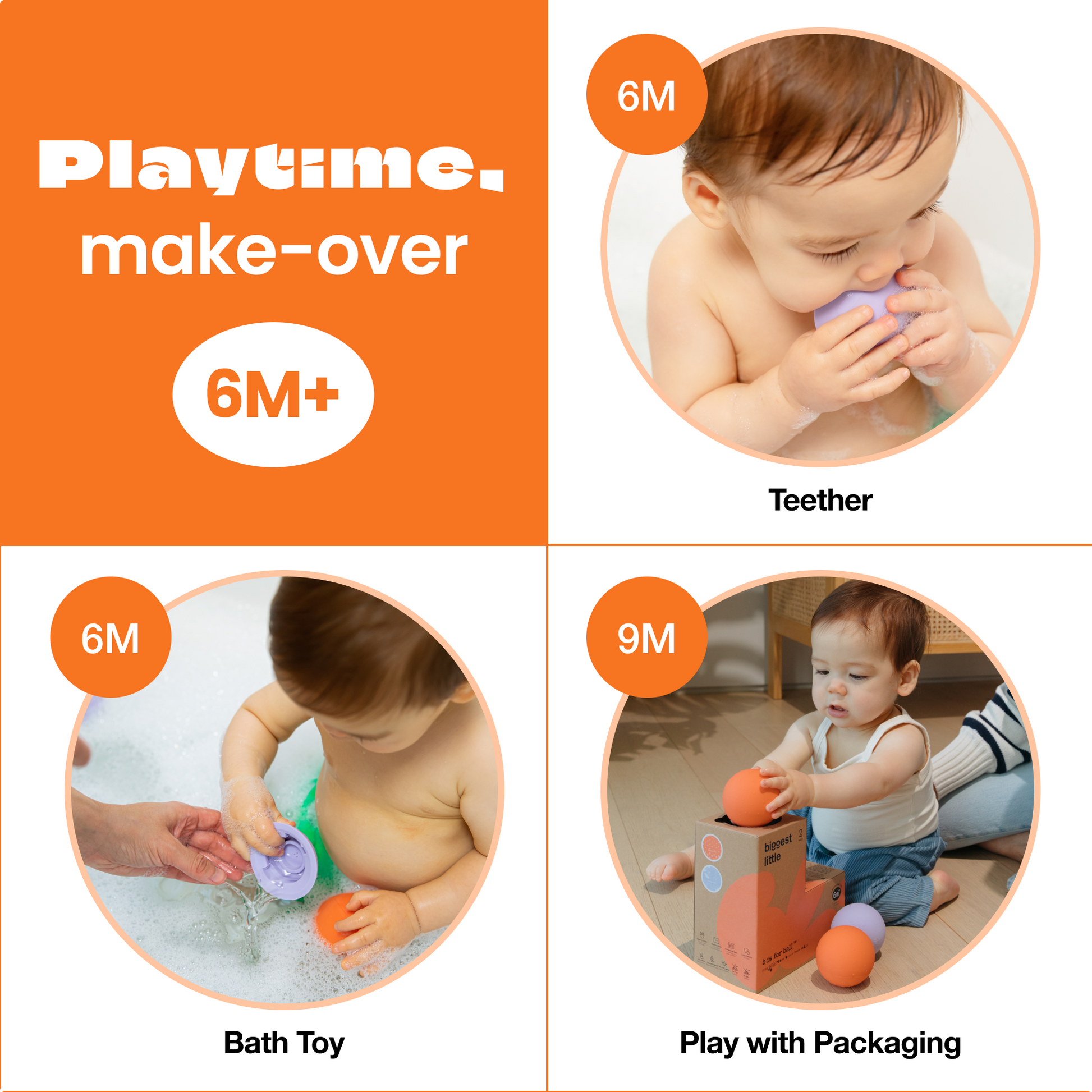 Illustration of three ways to play with B is for Ball