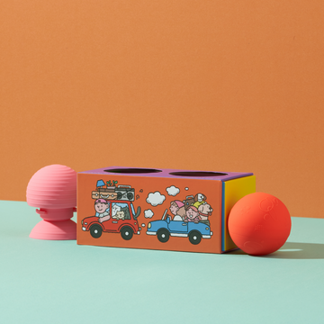 b is for ball® x Sundae Kids - 2-Ball Set in “Beep Beep” Car Toy Box