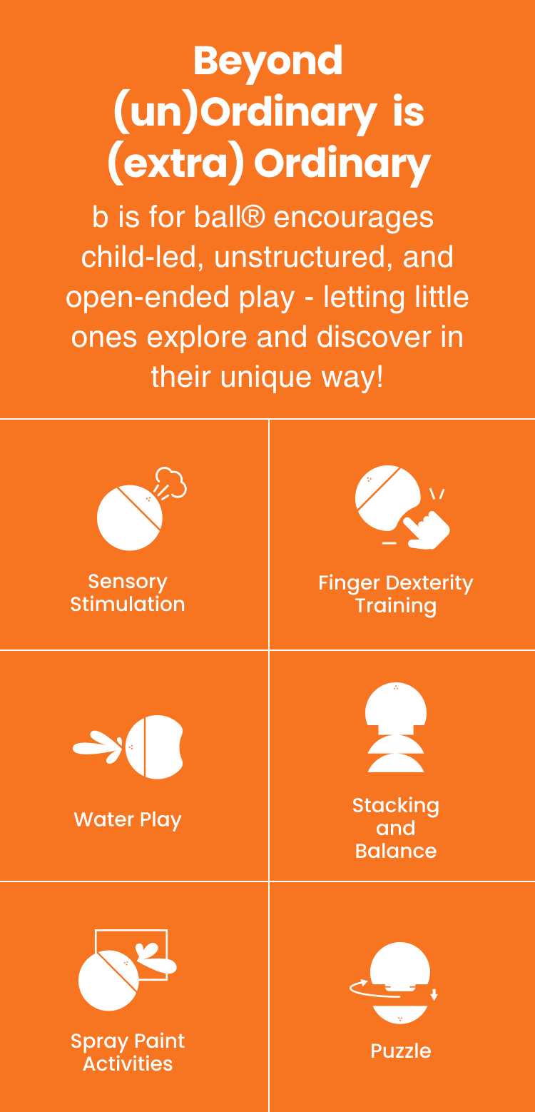 illustration of the many ways b is for ball® can be played and explored to encourage open ended play