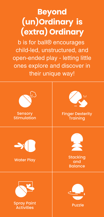 illustration of the many ways b is for ball® can be played and explored to encourage open ended play